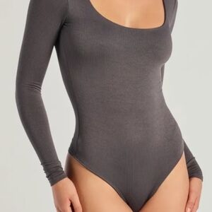 Gray Long Sleeve Bodysuit